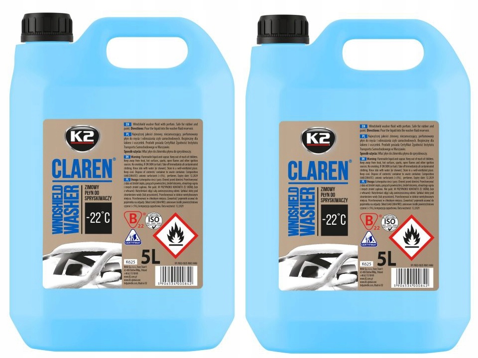 K2 CLAREN -22C ZIMOWY PŁYN DO SPRYSKIWACZY 5L X2