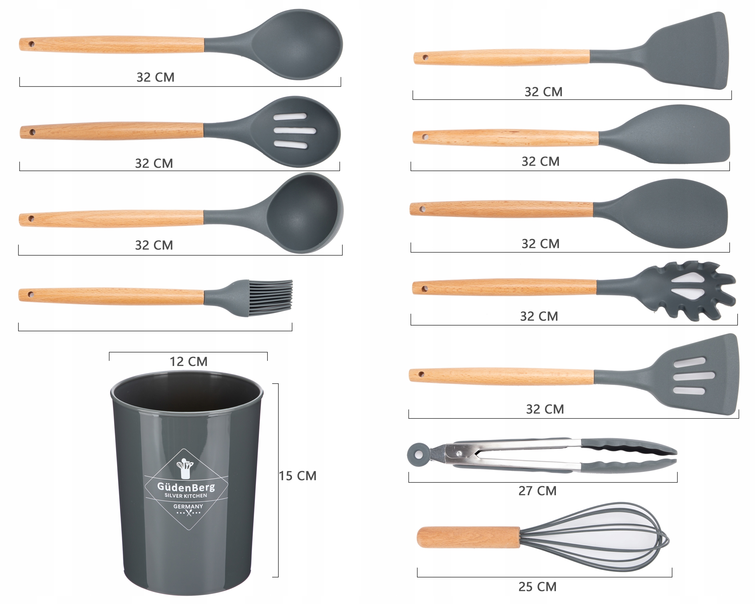 KOMPLET PRZYBORÓW KUCHENNYCH 12 SZT Marka Elitehoff