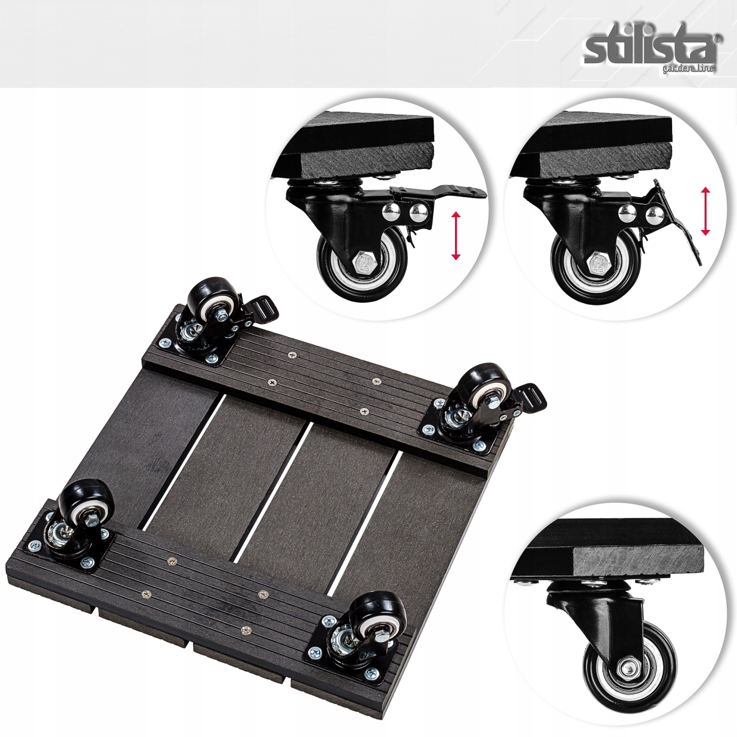 PODSTAWA STOJAK POD DONICĘ DONICZKĘ KOŁA Z BLOKADĄ Szerokość produktu 30 cm