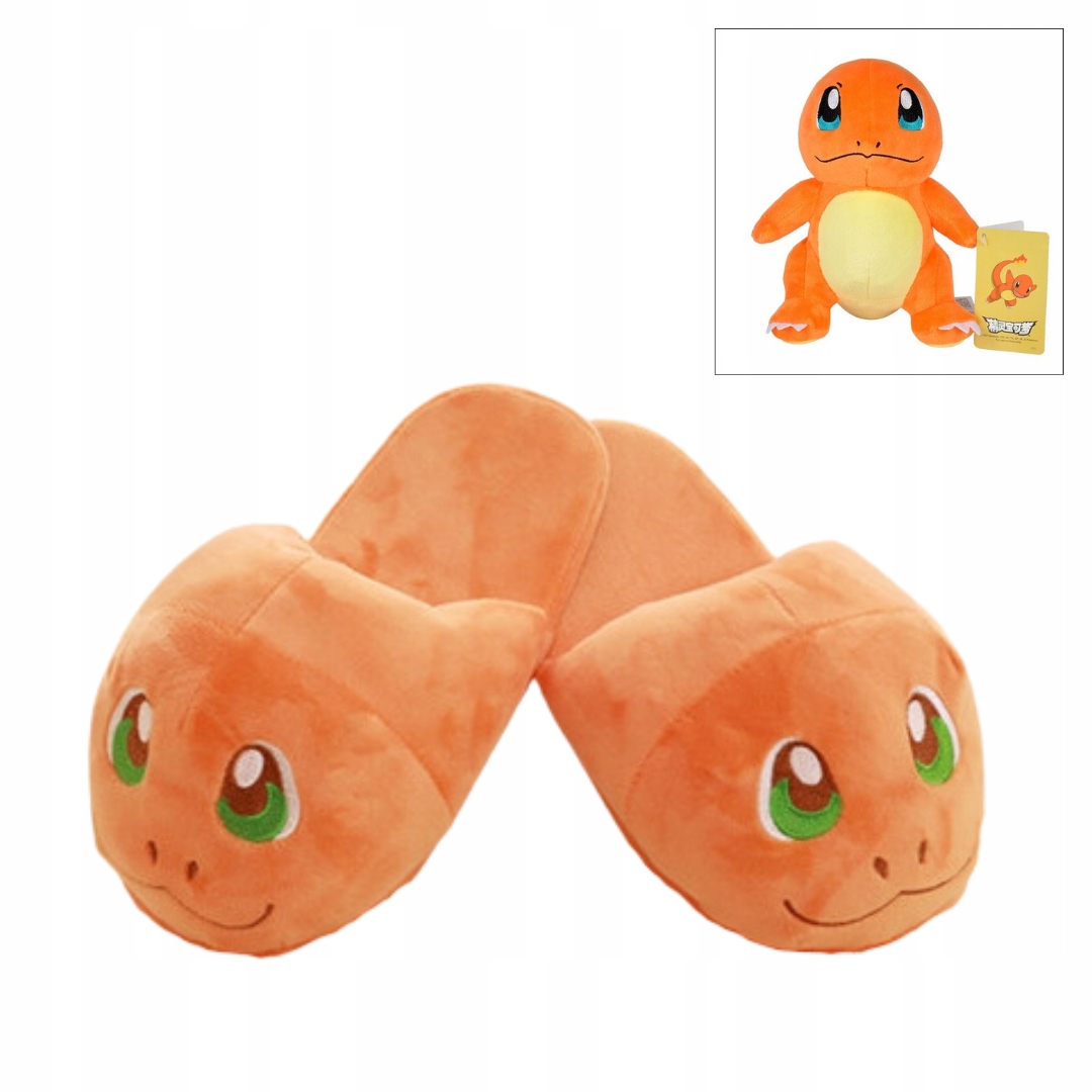 KAPCIE DAMSKIE DZIECIĘCE MĘSKIE POKEMON GO CIEPŁE KLAPKI CHARMANDER r.35-38