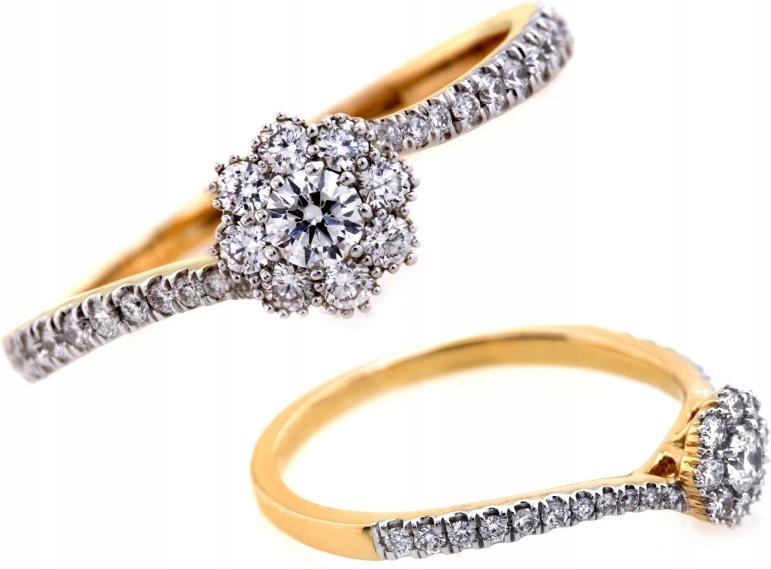 Prstýnek 585, dámské očko, květina z briliantů, r14 jako dárek 14k