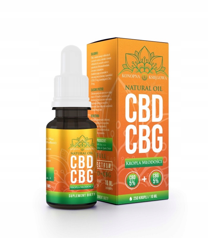 OLEJEK KONOPNY CBD 5% CBG 5% KROPLA MŁODOŚCI SUPLEMENT DIETY