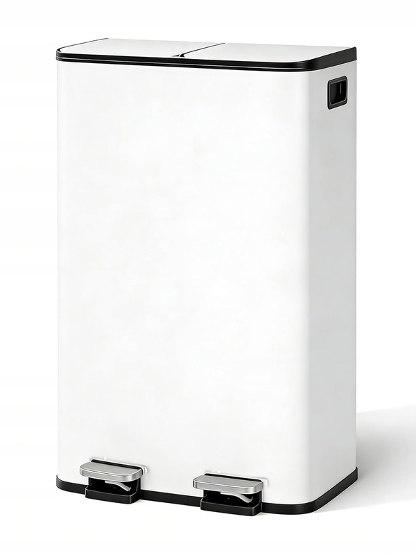 Odpadkový koš, 2x15L, dvoukomorový, bezdotykový, z nerezové oceli s pedálem
