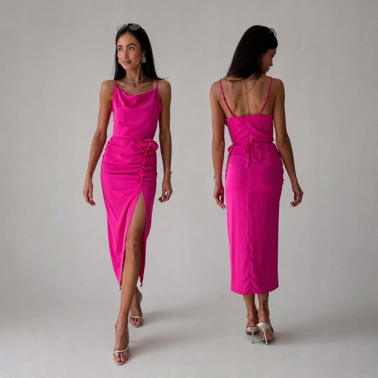 [vel. 36] Šaty Roco Fashion midi s amarantovou růží
