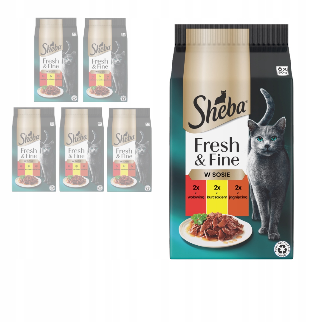 Levně Sheba Fresh&Fine 36x50g Krmivo Pro Kočky v omáčce z hovězího, kuřecího a jehněčího masa