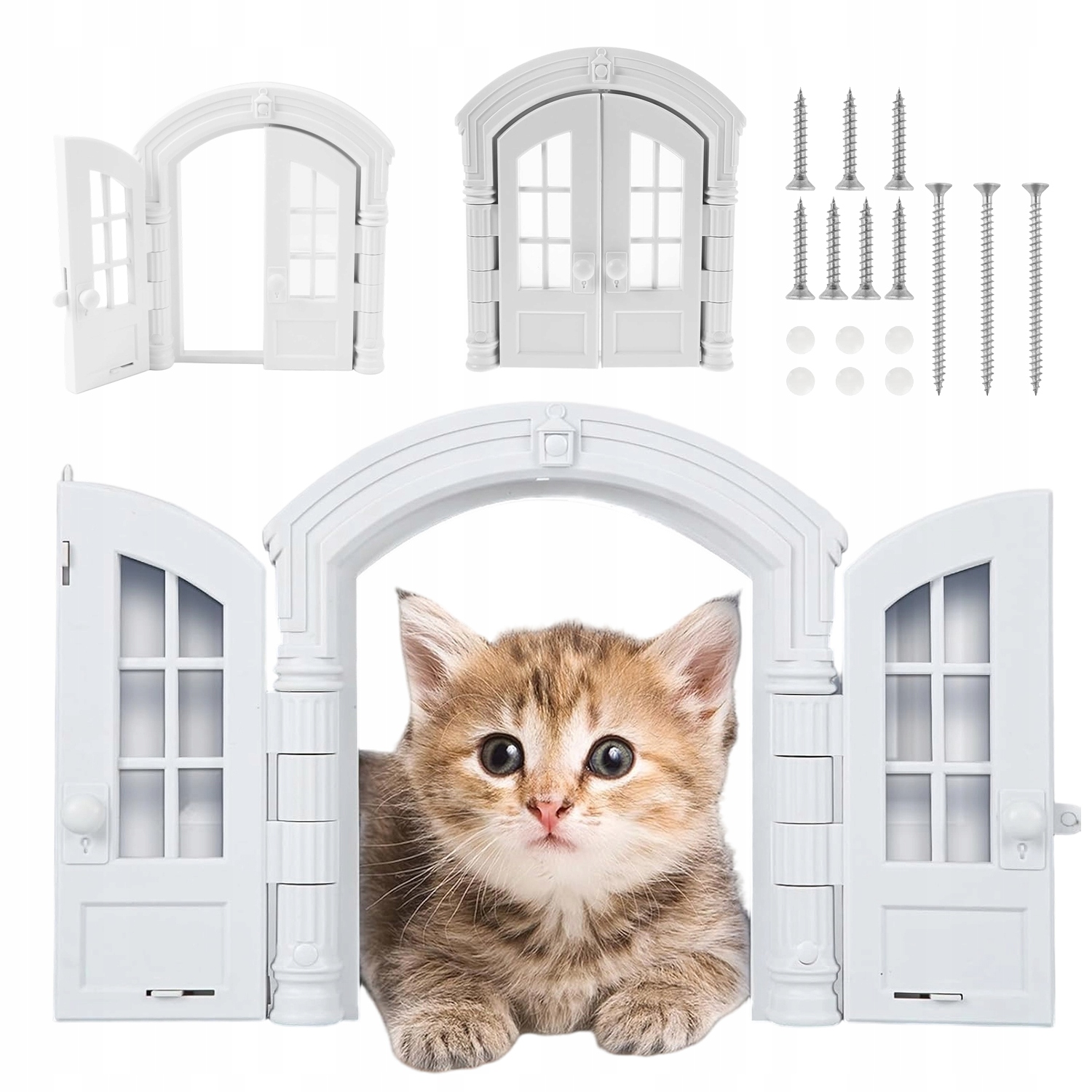 Levně Bezklapkové Dvířka Pro Kočky, Francouzské, Bílý Abs, 24 X 27.3 CM