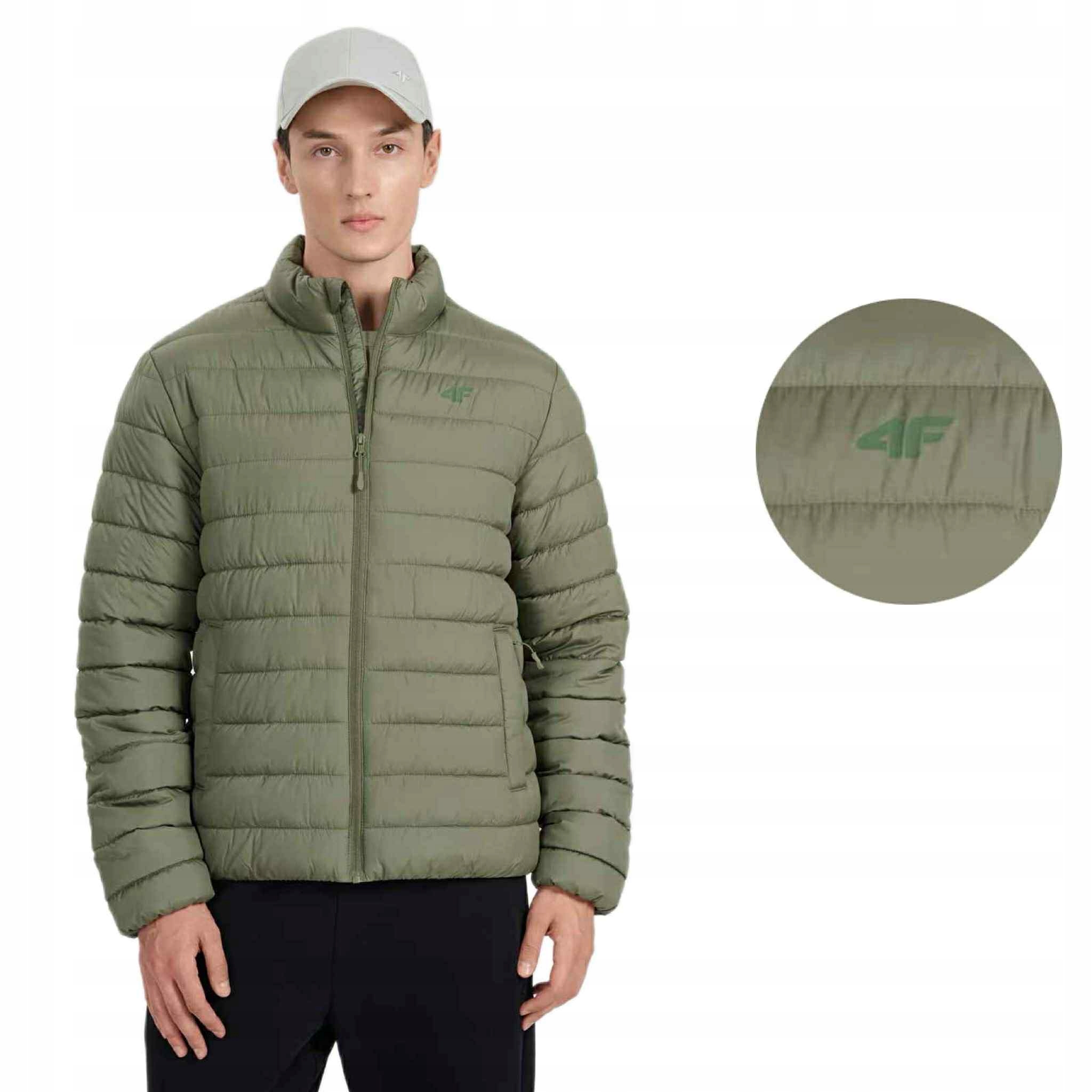Bunda 4F Pánská Teplá Péřová Prošívaná Zateplená Zima Khaki M597 vel. S