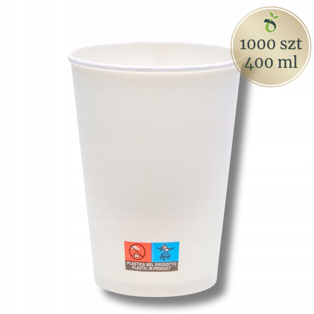 1000 ks Papírový hrnek bílý na kávu nebo čaj 400 ml