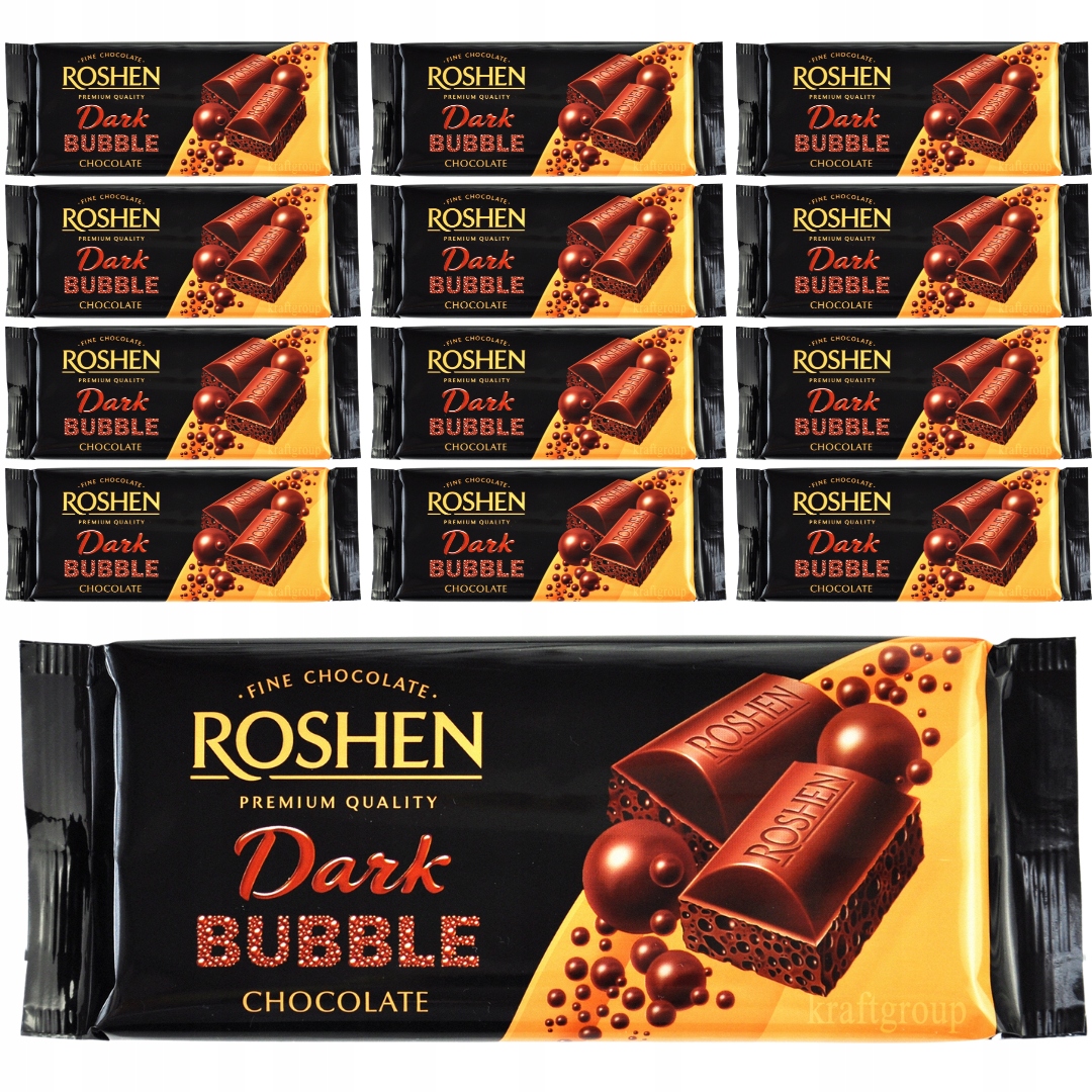 Levně Roshen Hořká čokoláda bublinková 80 g x 12 kusů