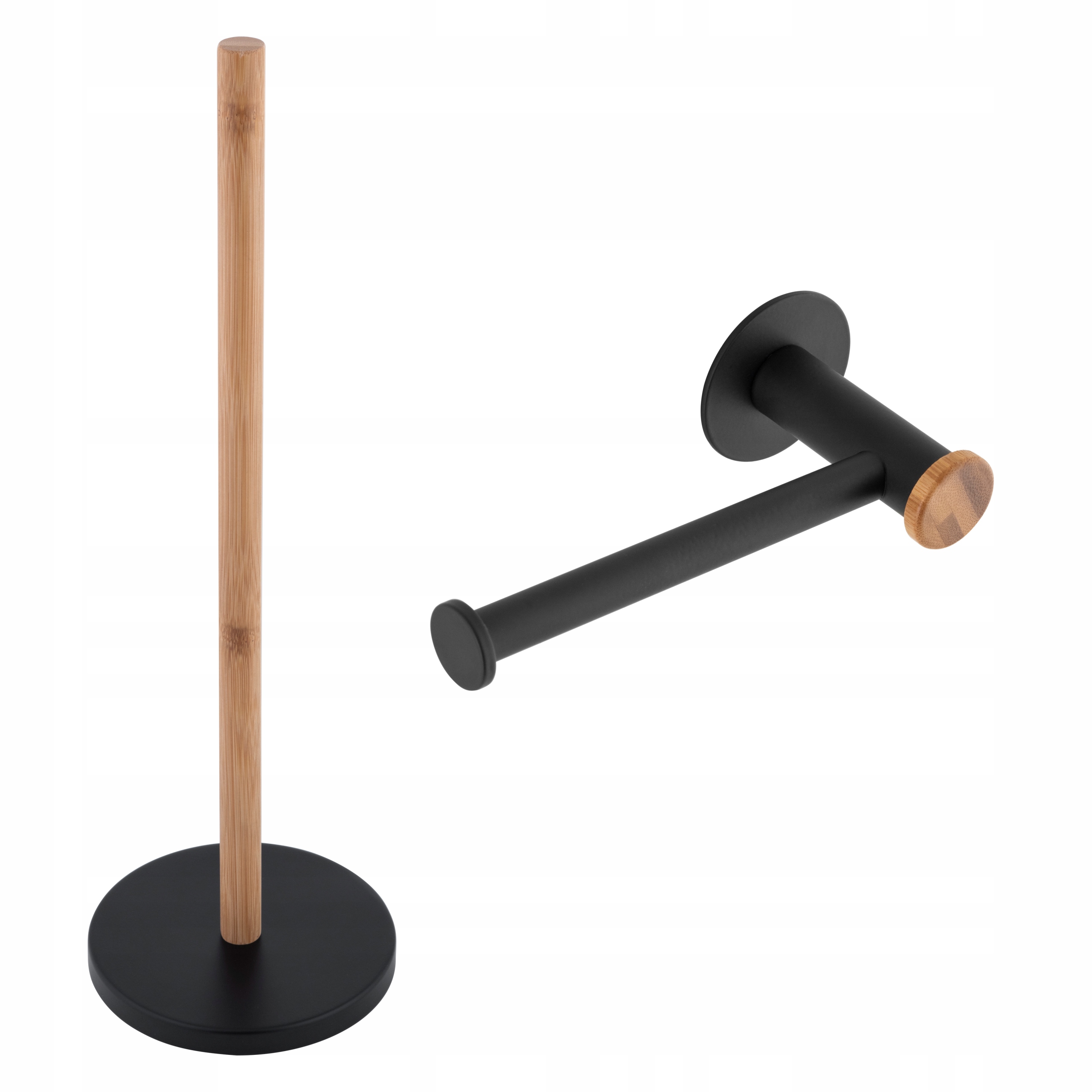 

Komplet uchwyt i stojak na papier toaletowy bambus