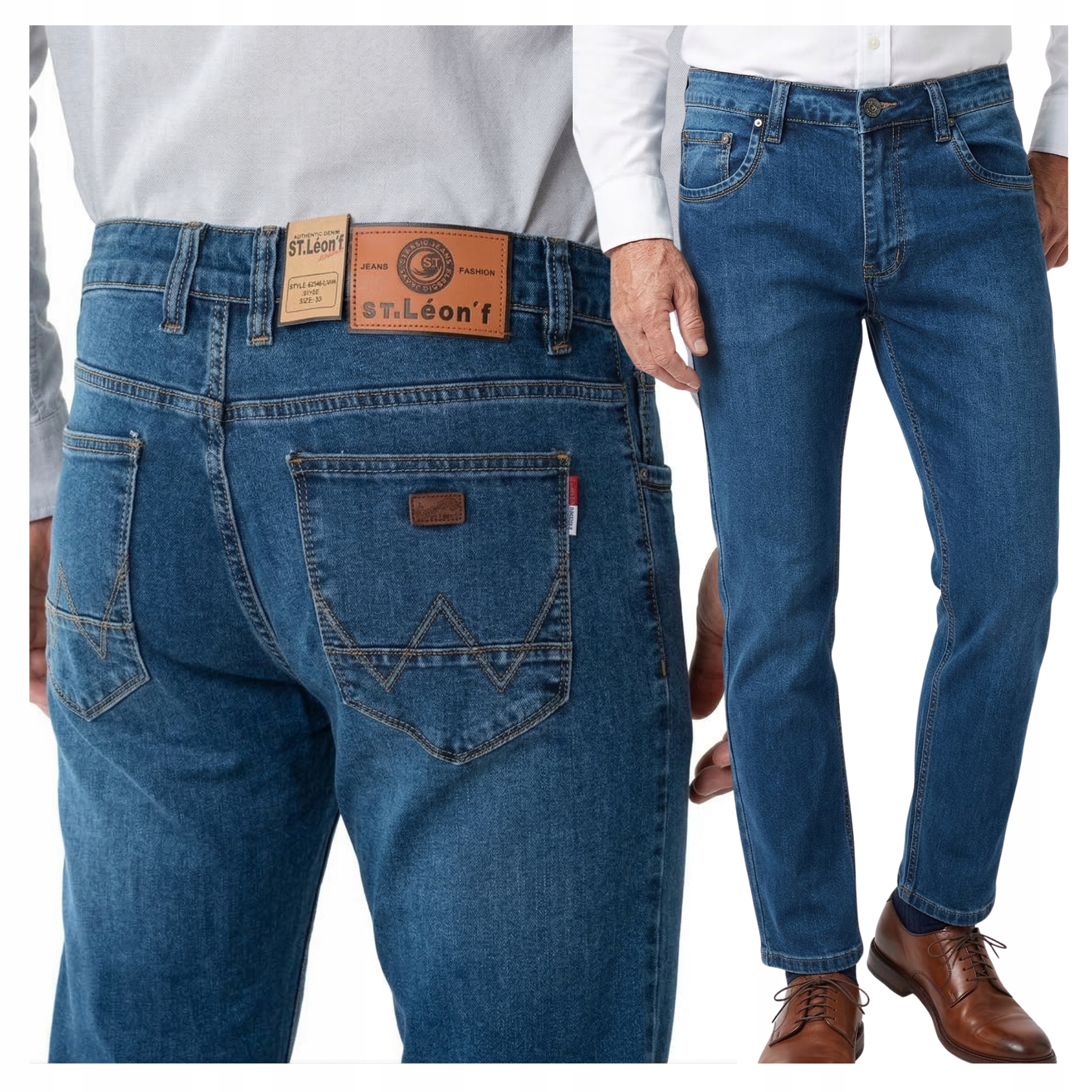 Spodnie męskie jeansy z kieszeniami Bawełniane Pas 86-90 cm W33 L32