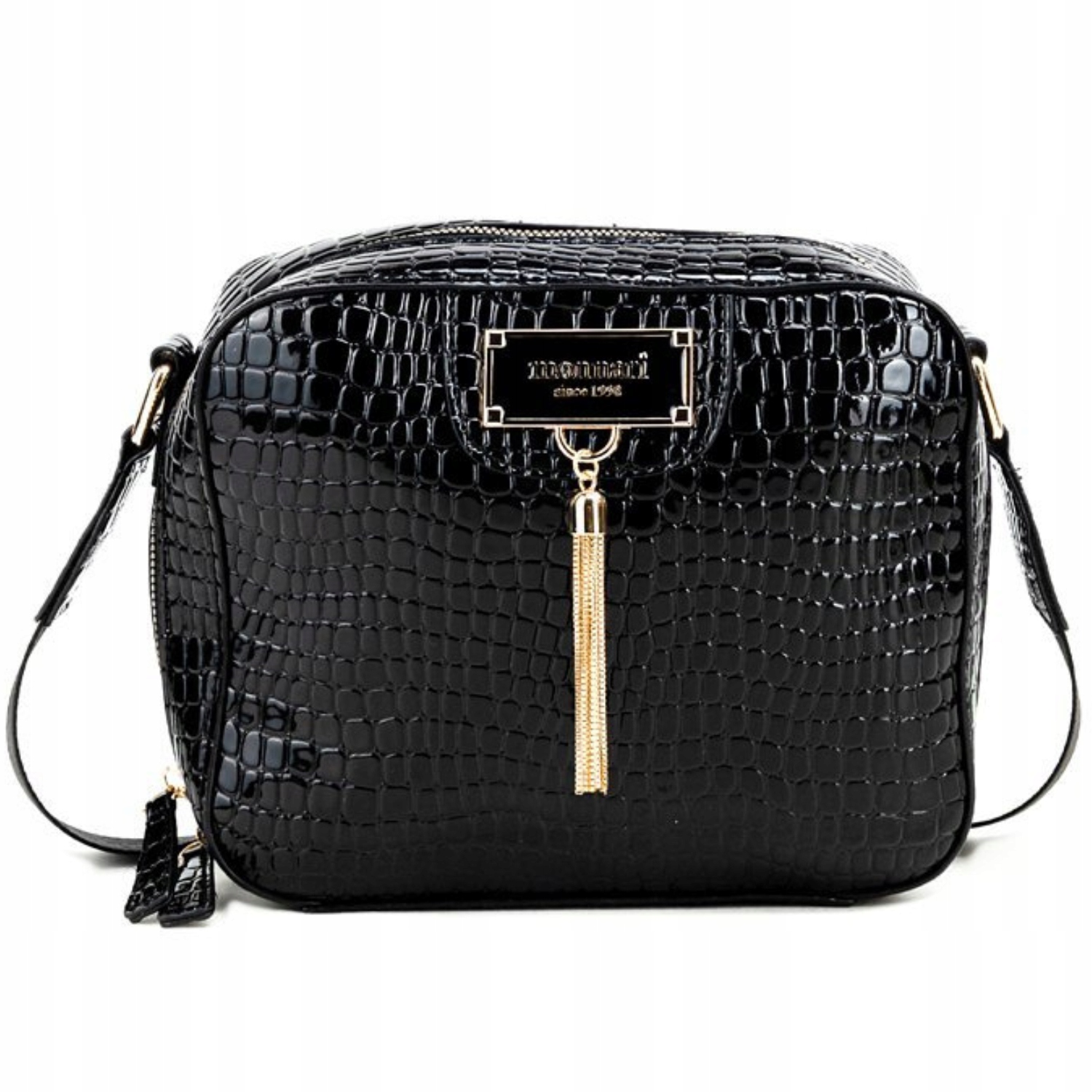 Dámská kabelka Monnari Kabelka přes rameno Černá kůže Eko Třásně Lak