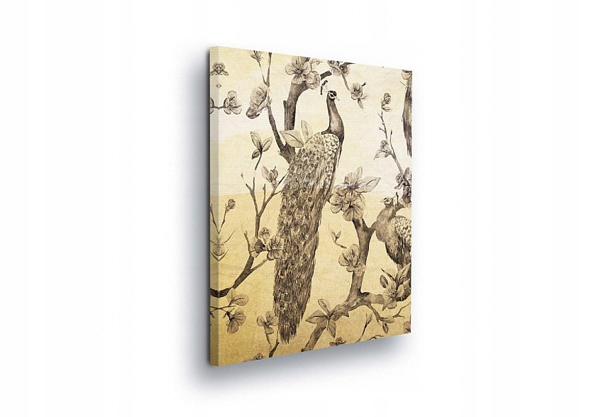 Obraz 60x80 Paví kvetoucí strom orientální motiv vintage elegance příroda