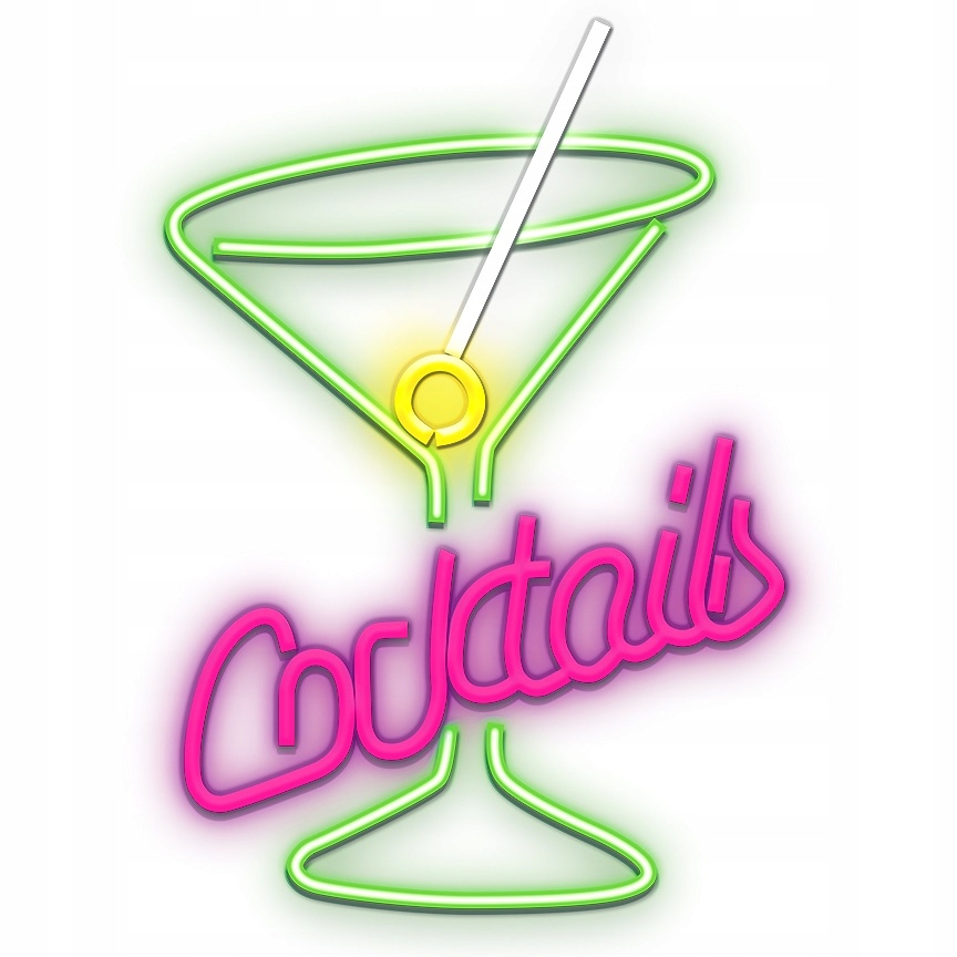 Neon Na Ścianę Led Drink Coctails Reklama Bar Pub Kolorowy Ściemniacz Usb