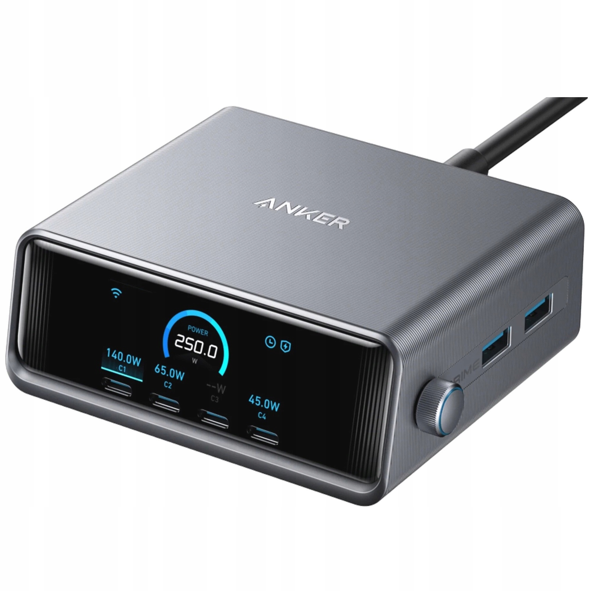 Nabíjačka Multiportová Anker Primw 250W Gan 4XUSB-C 2XUSB-A LCD Aplikácia