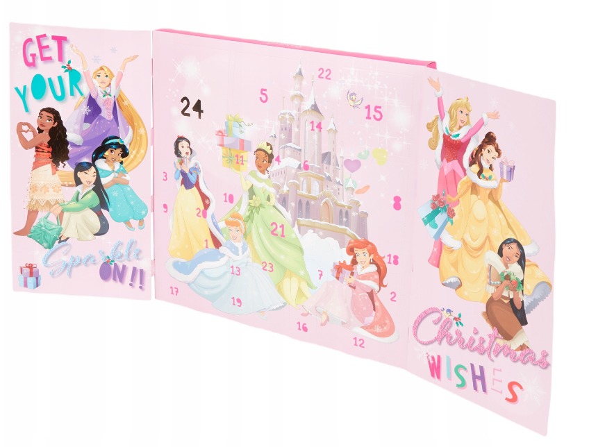 Adventní kalendář Disney pro princeznu – 24 kosmetických přípravků – dárek k Vánocům