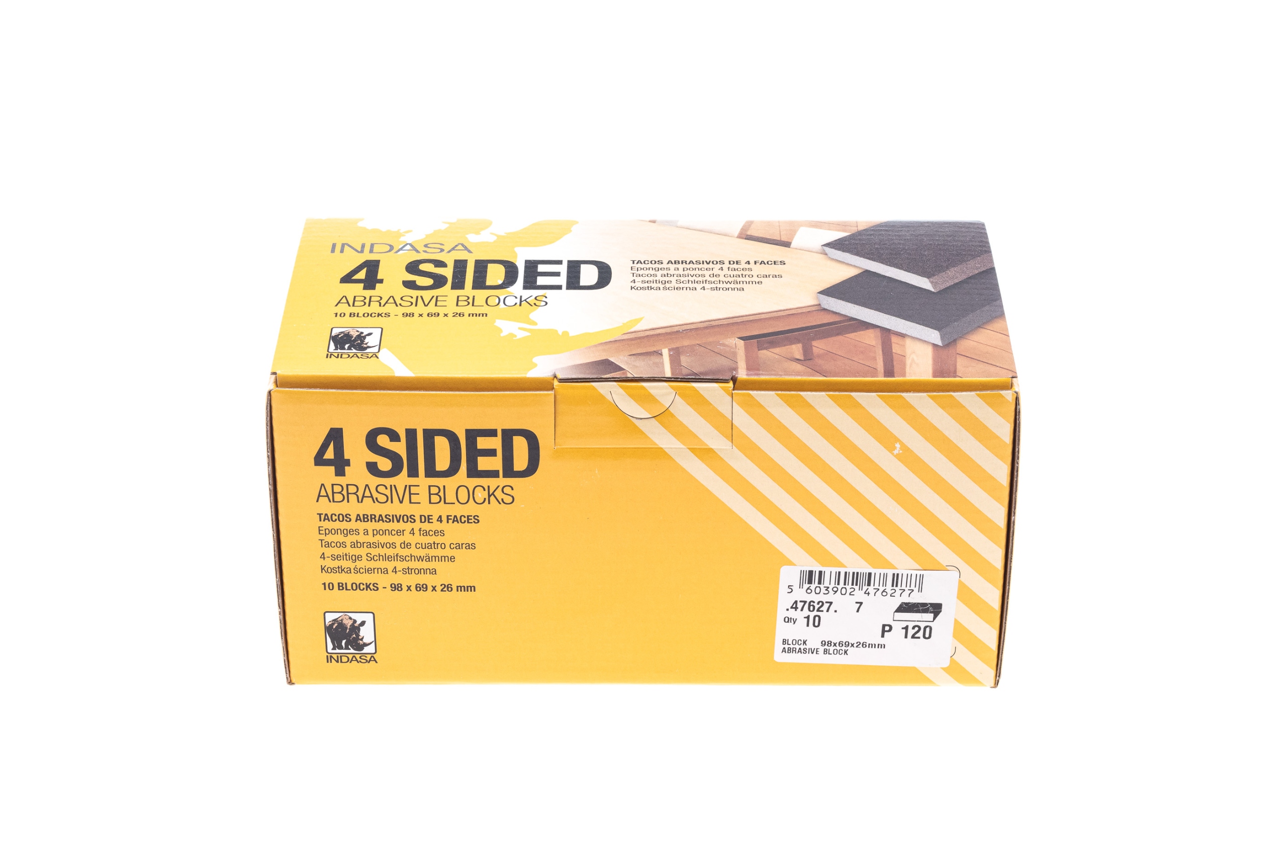 INDASA GĄBKA ŚCIERNA 4 STRONNA 98X69X26 P120 Gradacja P120