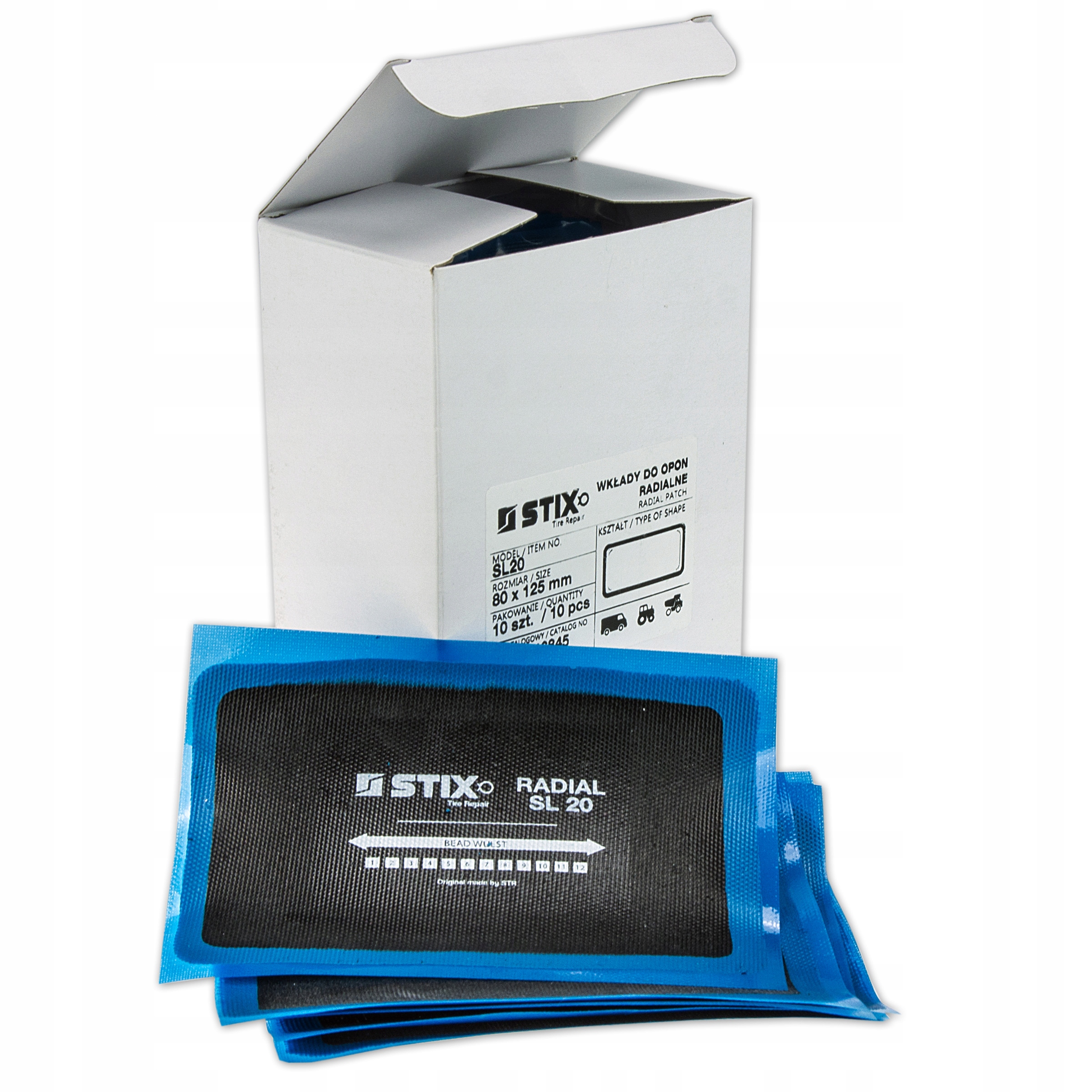 WKŁAD RADIALNY DO NAPRAWY OPON ŁATKA ŁATKI STR SL20 80X125MM STIX Marka Stix
