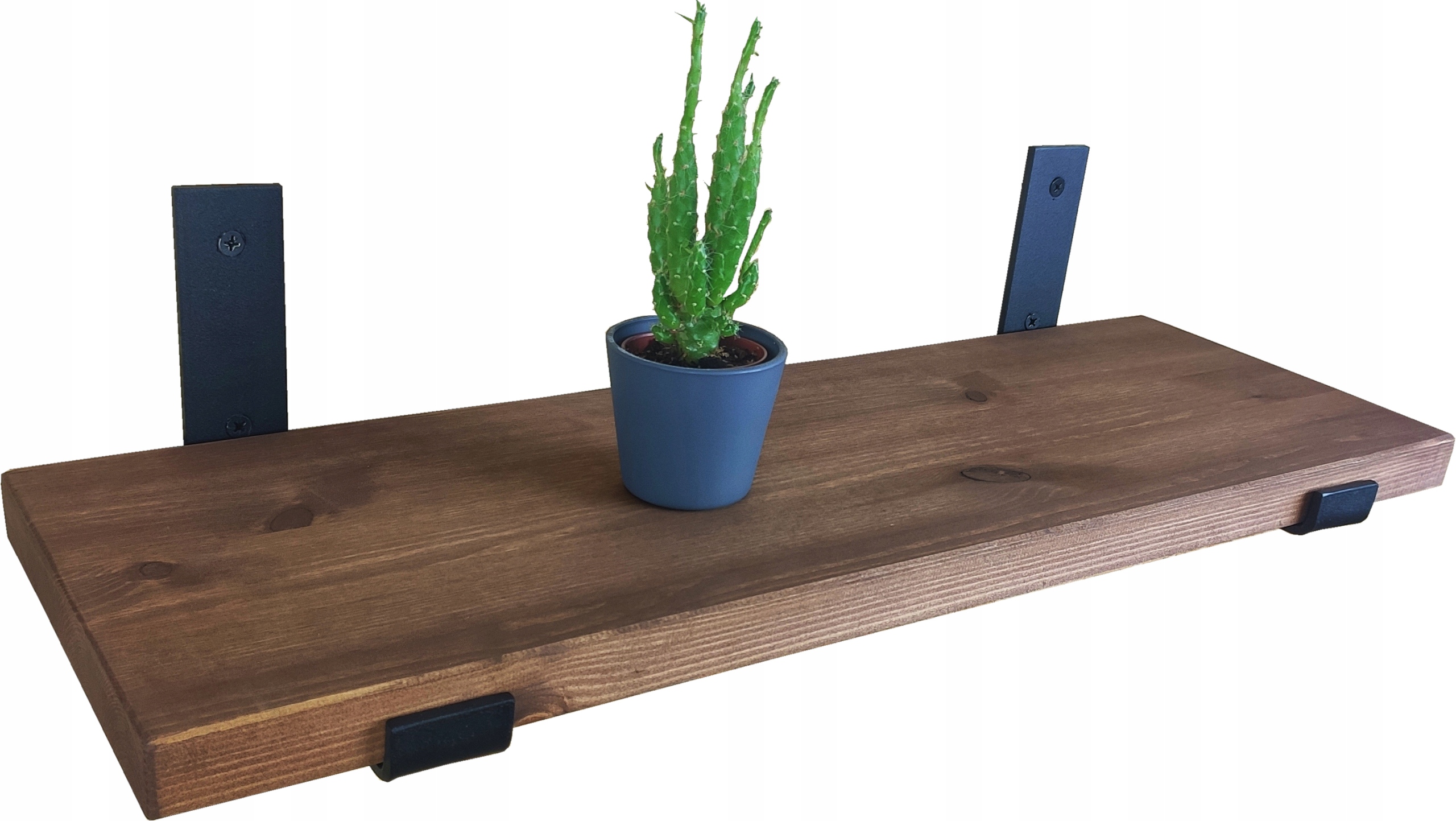 Hrubá orechová nástenná polica Loft 120 cm x 25 cm Industriálna