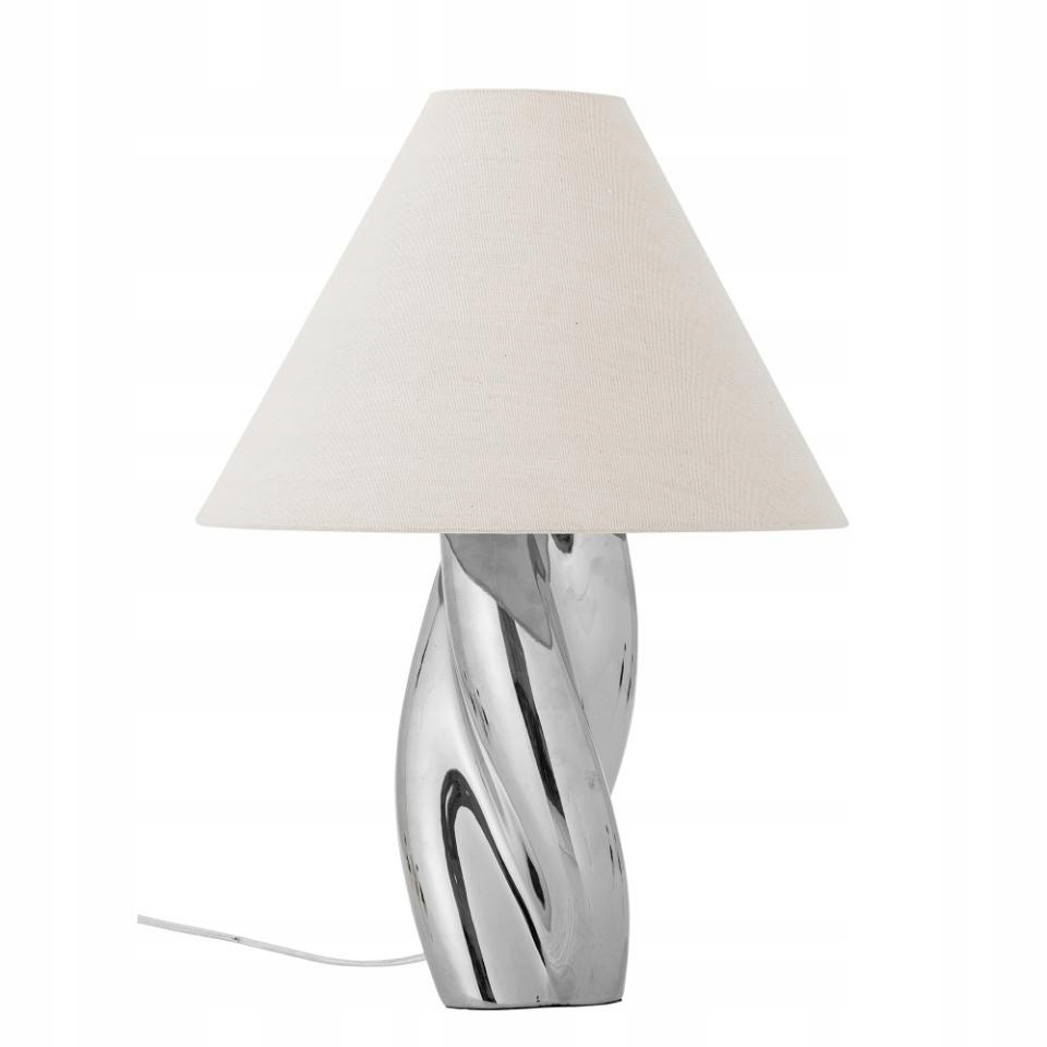 Bloomingville Silva Stolní lampa 49 cm Lněná Abažurová Stříbrná Lesklá