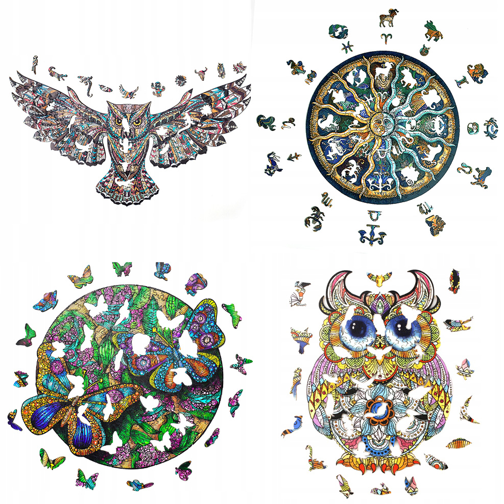 Puzzle Drewniane Wooden Układanka Zestaw Premium L Materiał drewno