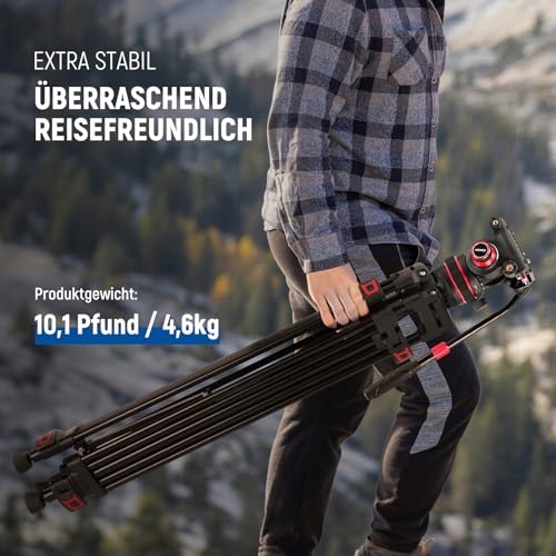 NEEWER Statyw Wideo 189cm Z Głowicą Fluidową Kompatybilny Z DJI RS — miniatura 7