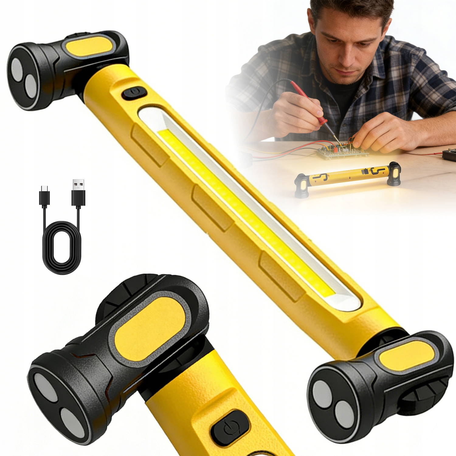 Led Přenosná Pracovní Lampa S Magnetem A Hákem Pro Opravu Auta