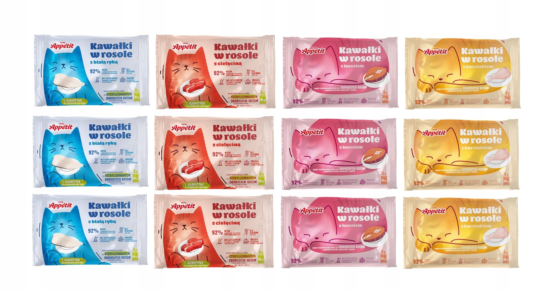 Comfy Appetit Saszetki MIX Smaków Rosole Dla Kotów zestaw
