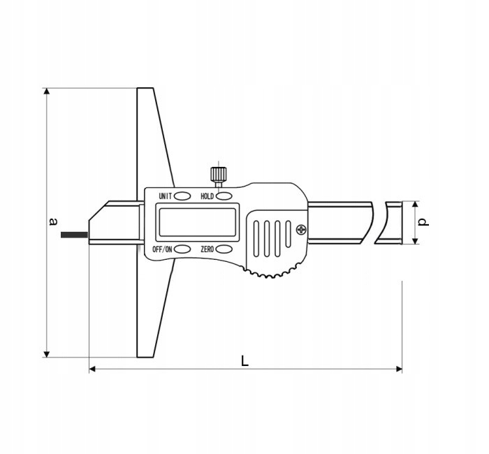 GŁĘBOKOŚCIOMIERZ ELEKTRONICZNY Z IGŁĄ 300 Maksymalny zakres pomiaru 300 mm