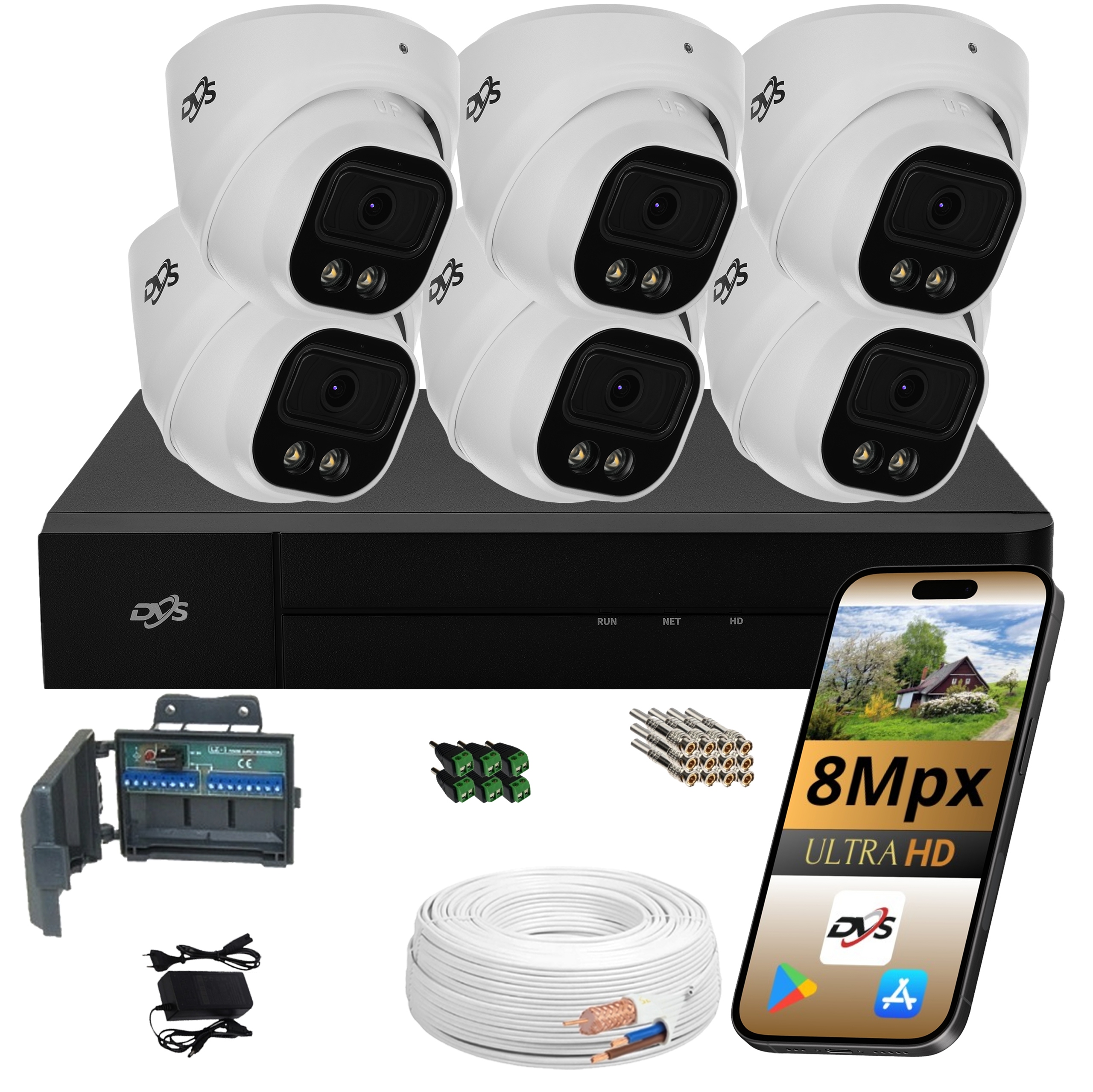 Sada 6 Kamer Na Monitorovanie Vonkajšia Analógová Kamera Dual Light 8Mpx