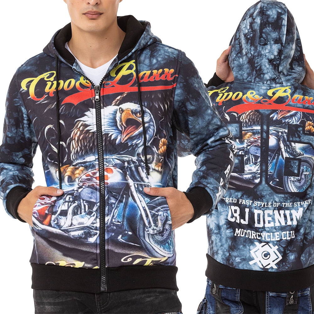 Mikina Pánská bunda Cipo Baxx rozepínací Premium s potiskem s kapucí