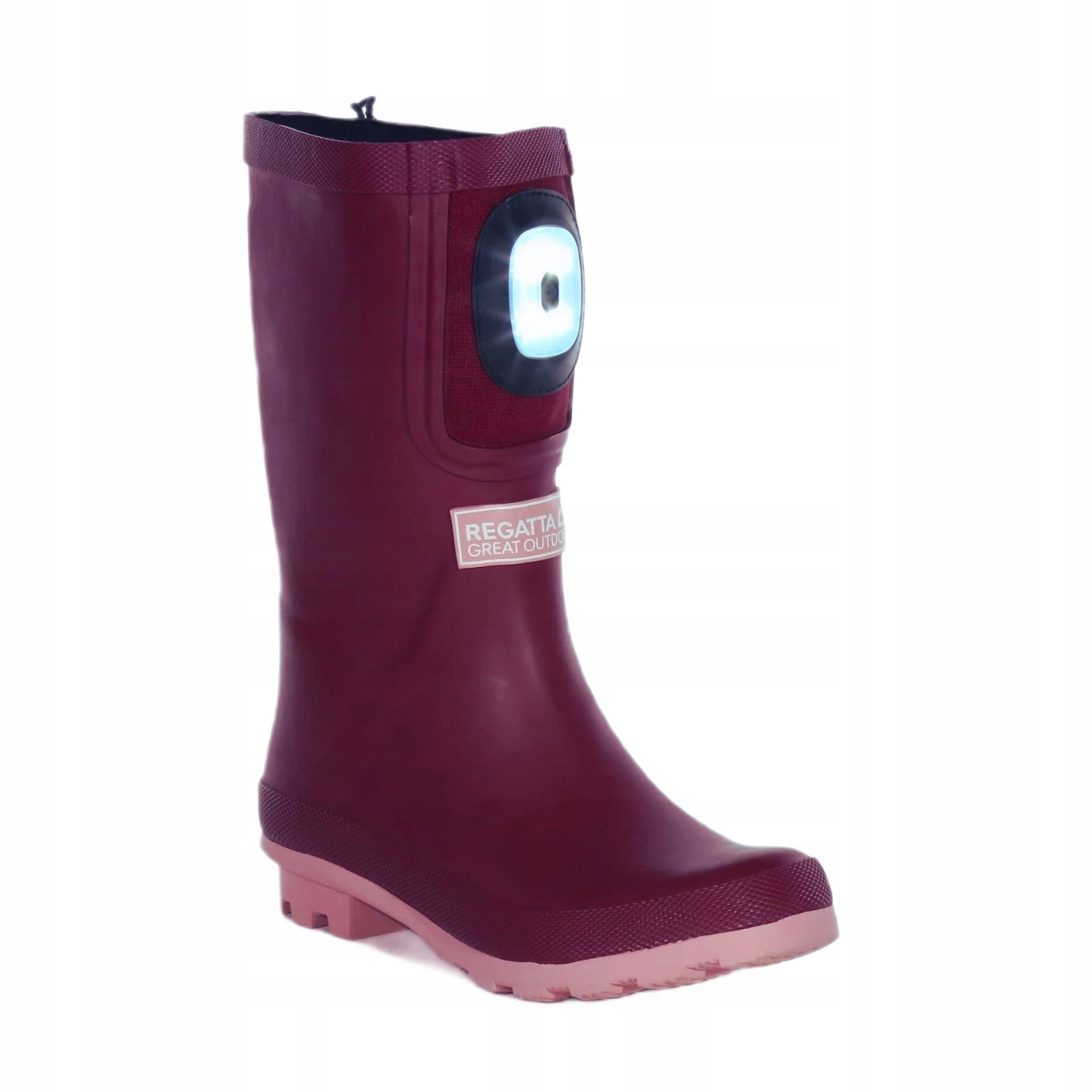 Holínky holínky Regatta gumáky s svítilnami, vysoké, pohodlné, vínové, velikost 37