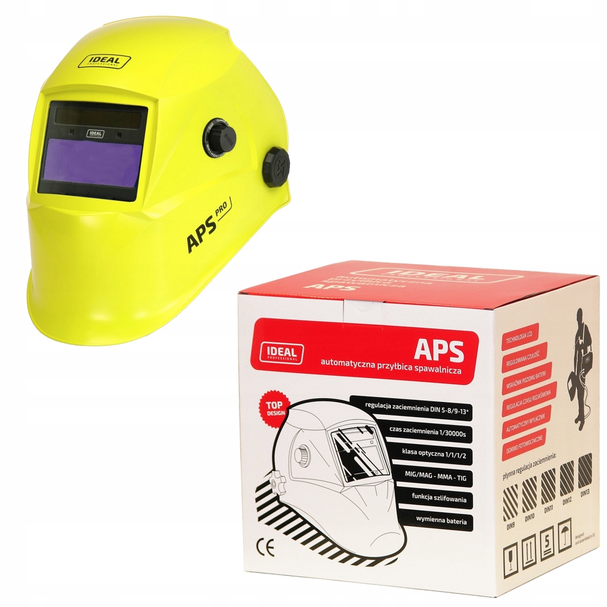 Ideal Automatyczna przyłbica spawalnicza APS-510G Mat Żółta Pro TrueColor