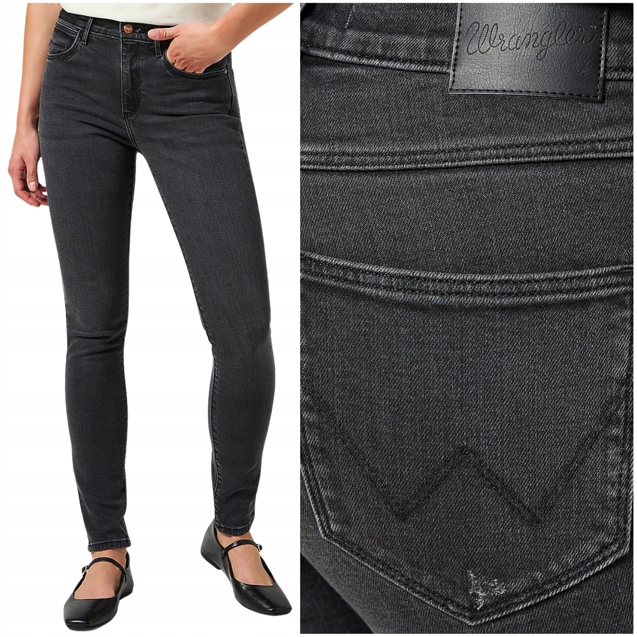 Wrangler High Skinny Black vysoké dámské džínové kalhoty úzké nohavice W28 L30