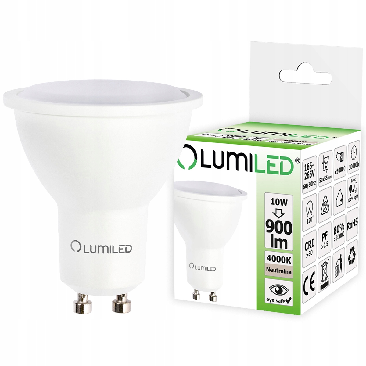 

Żarówka Led GU10 10W 80W Neutralna 4000K Lumiled