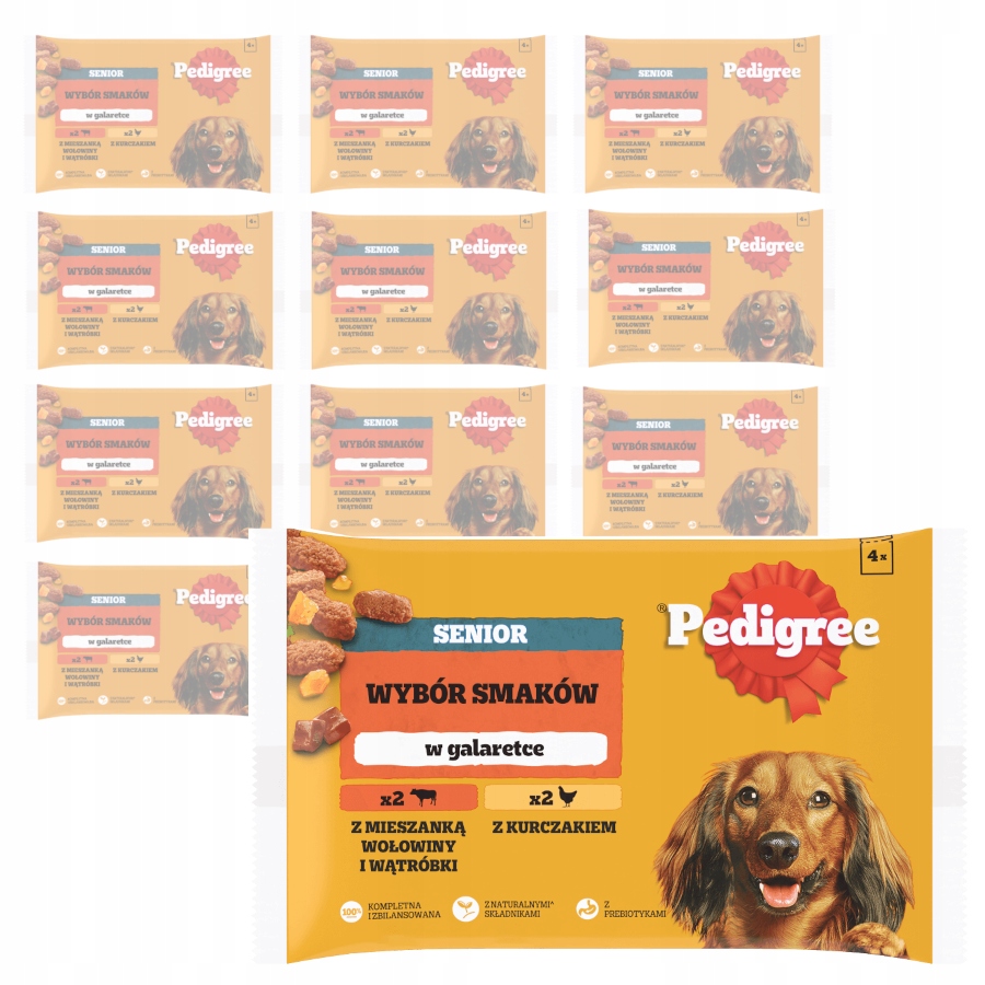 Levně Pedigree Senior Výběr příchutí 52x100g Vlhké Krmivo pro psy v želé