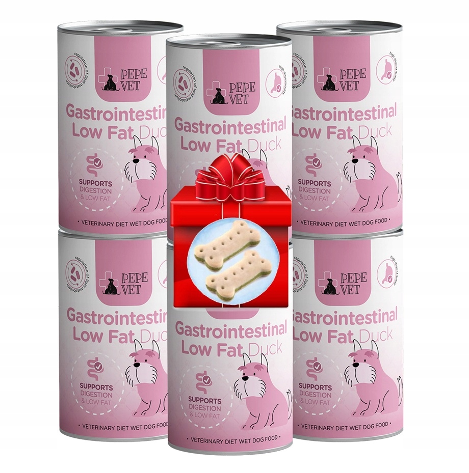 Paka Zwierzaka Pepe Vet Gastrointestinal Low Fat Duck 6x400g na trawienie