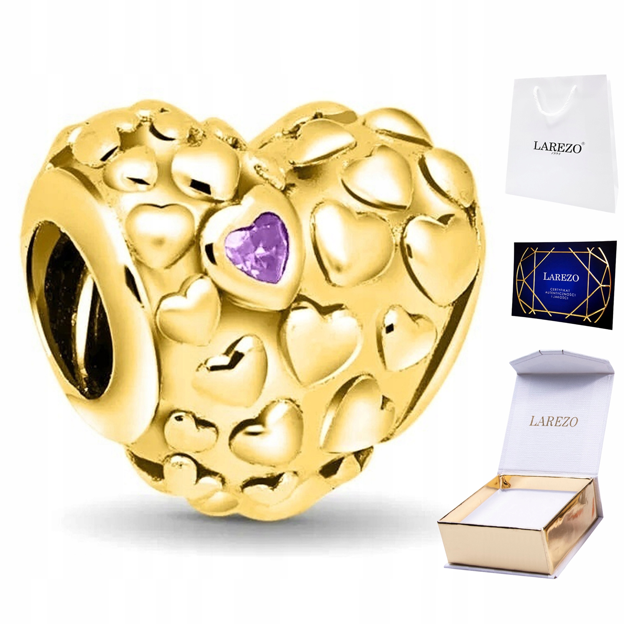 Charms Zlatý korálek se srdíčky Srdce Mom in Million Heart Mama Stříbro 925