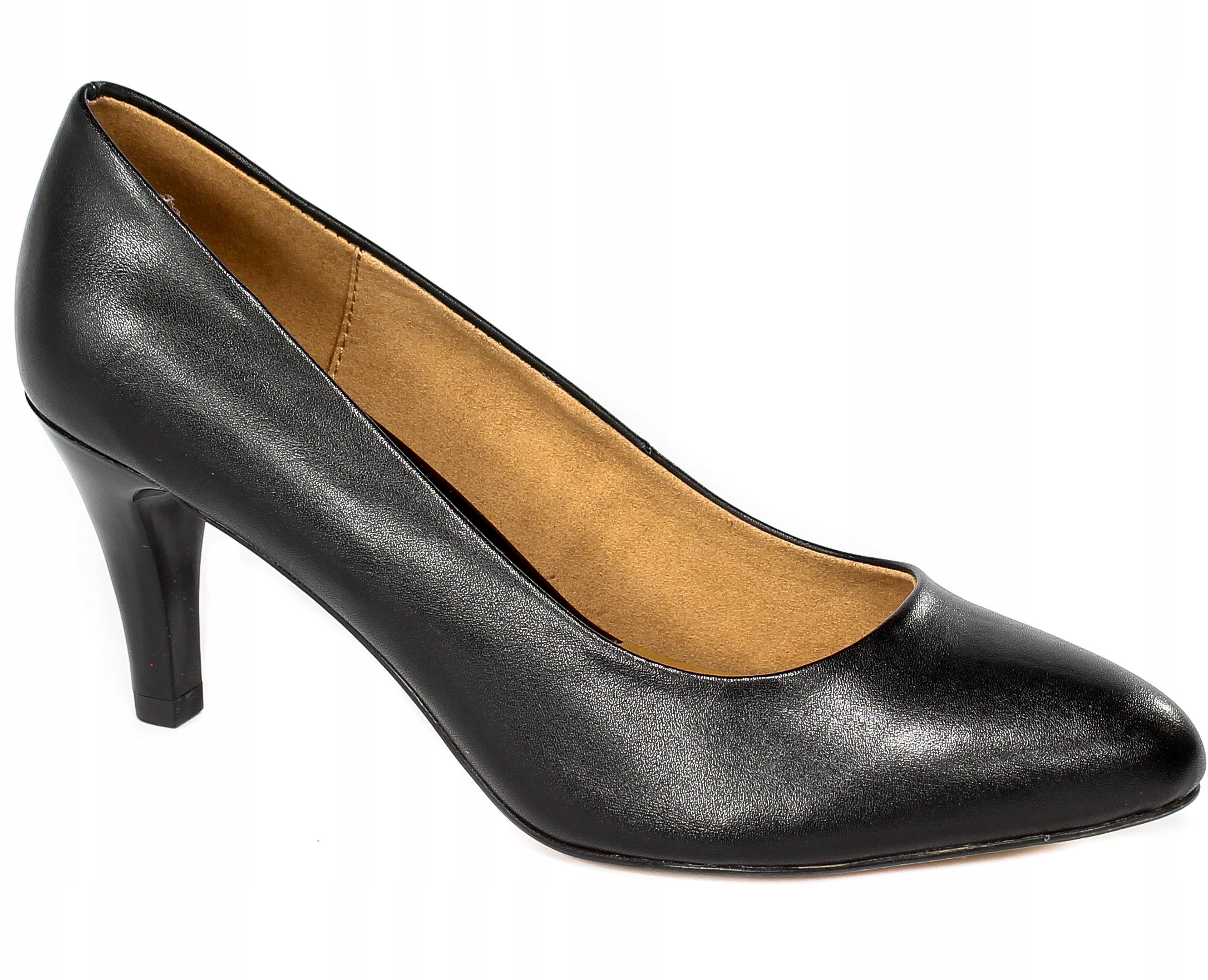 Černé lodičky Caprice 9-22405 kůže s podpatkem, módní a elegantní vel. 36