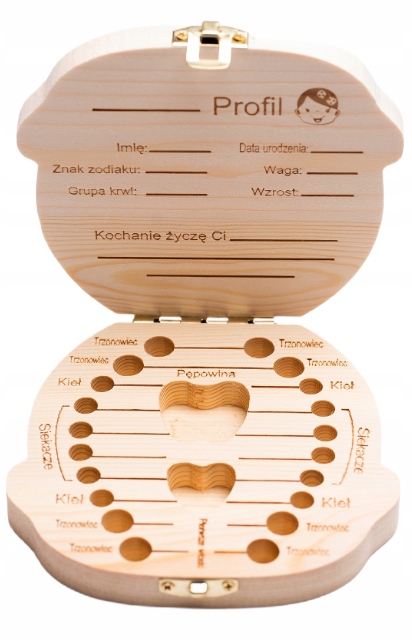 Prezent pamiątka pojemnik na ząbki Polski Drewno Stan opakowania oryginalne