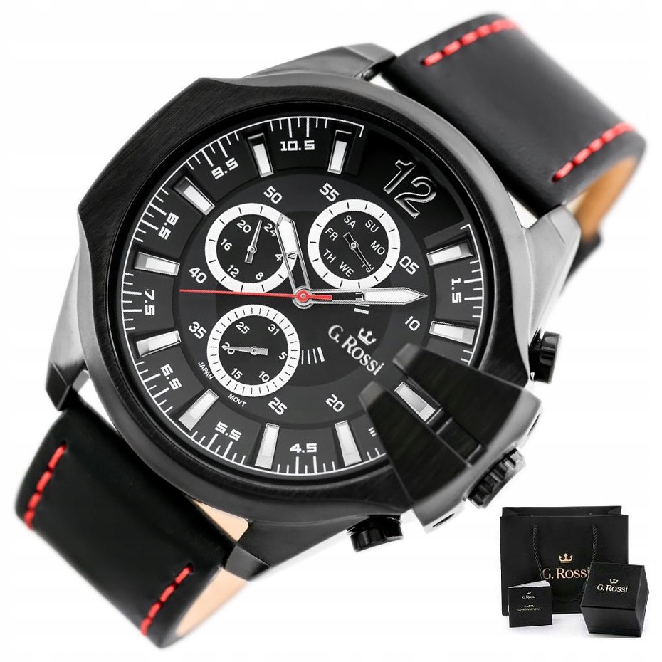 Pánské Hodinky G. Rossi Exclusive Krabička Gravírování chronograf datumovka kožené