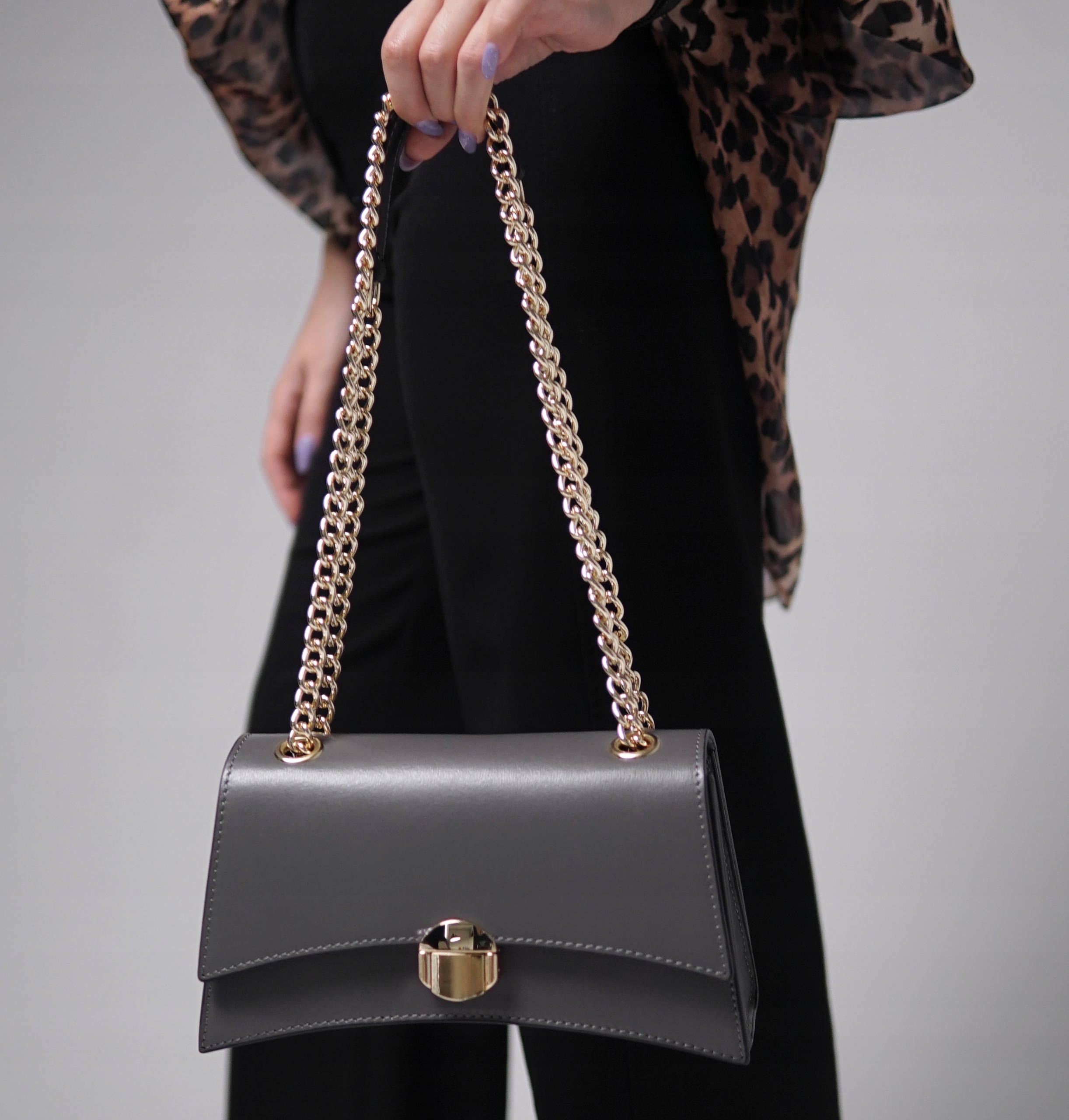 Dámská kabelka z přírodní kůže Zanna-M Grafitová