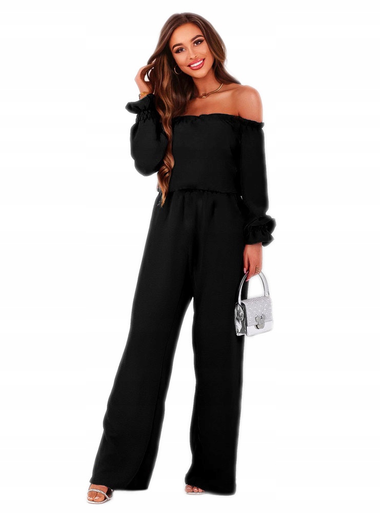 Elegancki damski komplet bluzka hiszpanka falbana spodnie modny luźny L/XL Marka inna