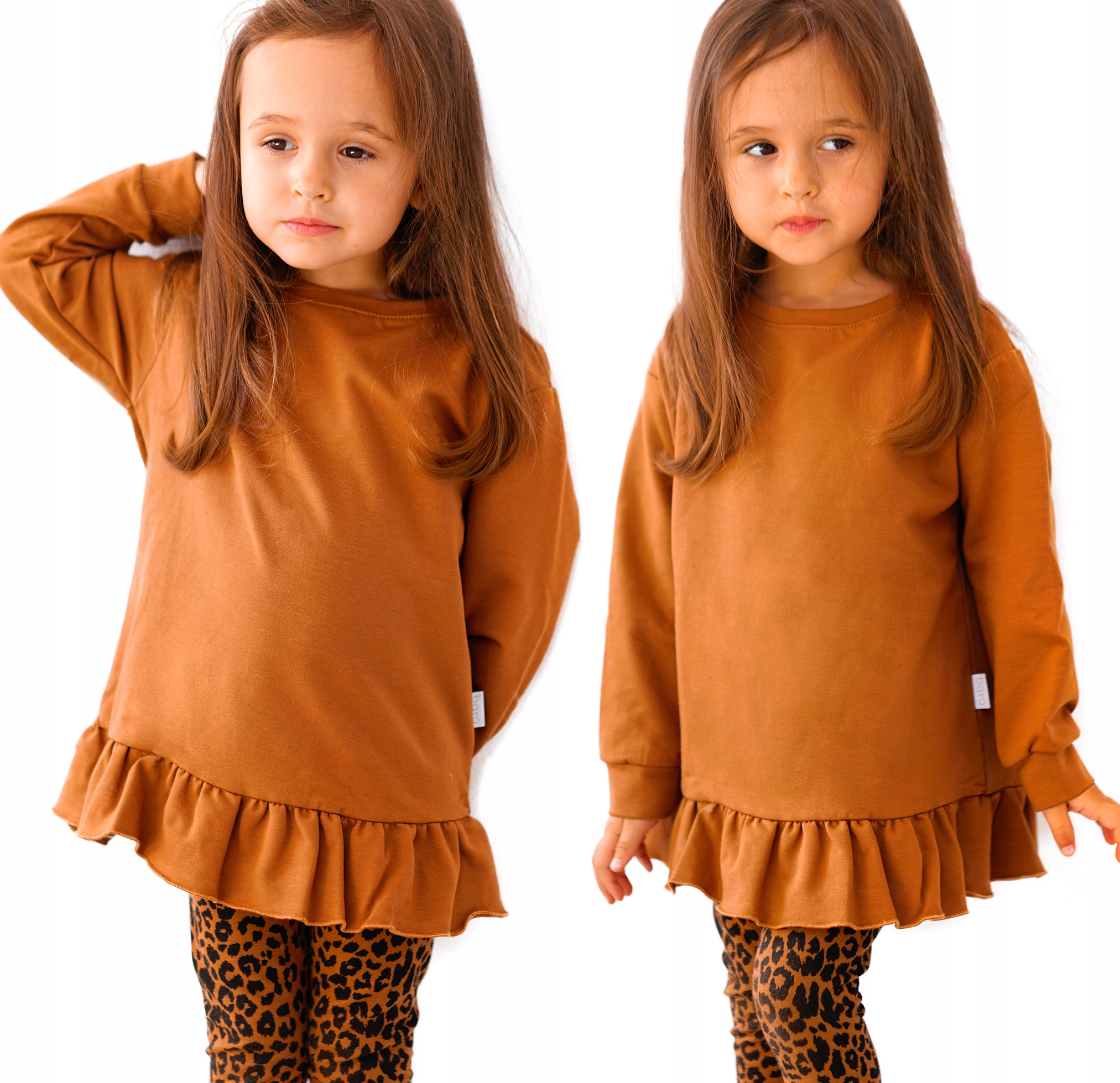 

Bluza Tunika z falbanką -rozm. 80 Karmelowa