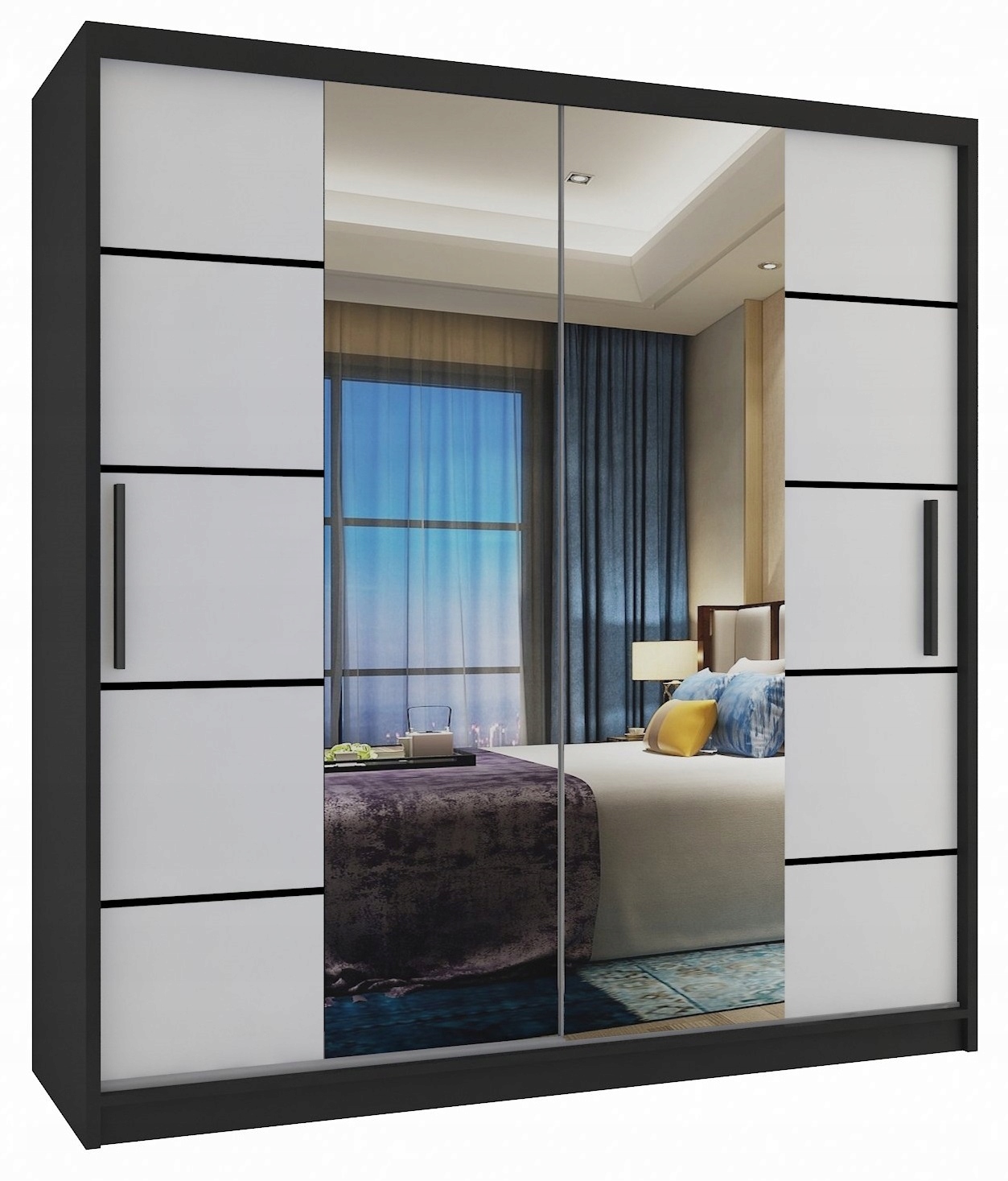 Szafa przesuwna PREMIUM z lustrem SZUFLADY 158 cm Liczba szuflad 2