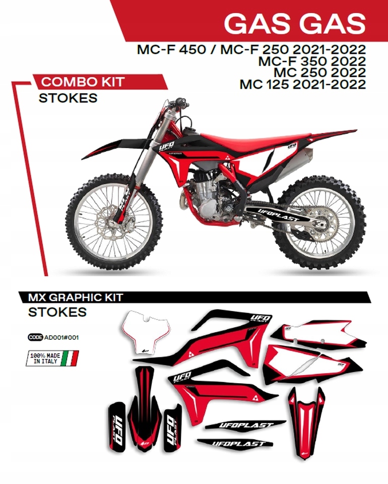 Ufo Sada nálepiek (Oklein) Gas Gas Mc 125 '21-'22 Mc 250 '22 Mcf 250/3