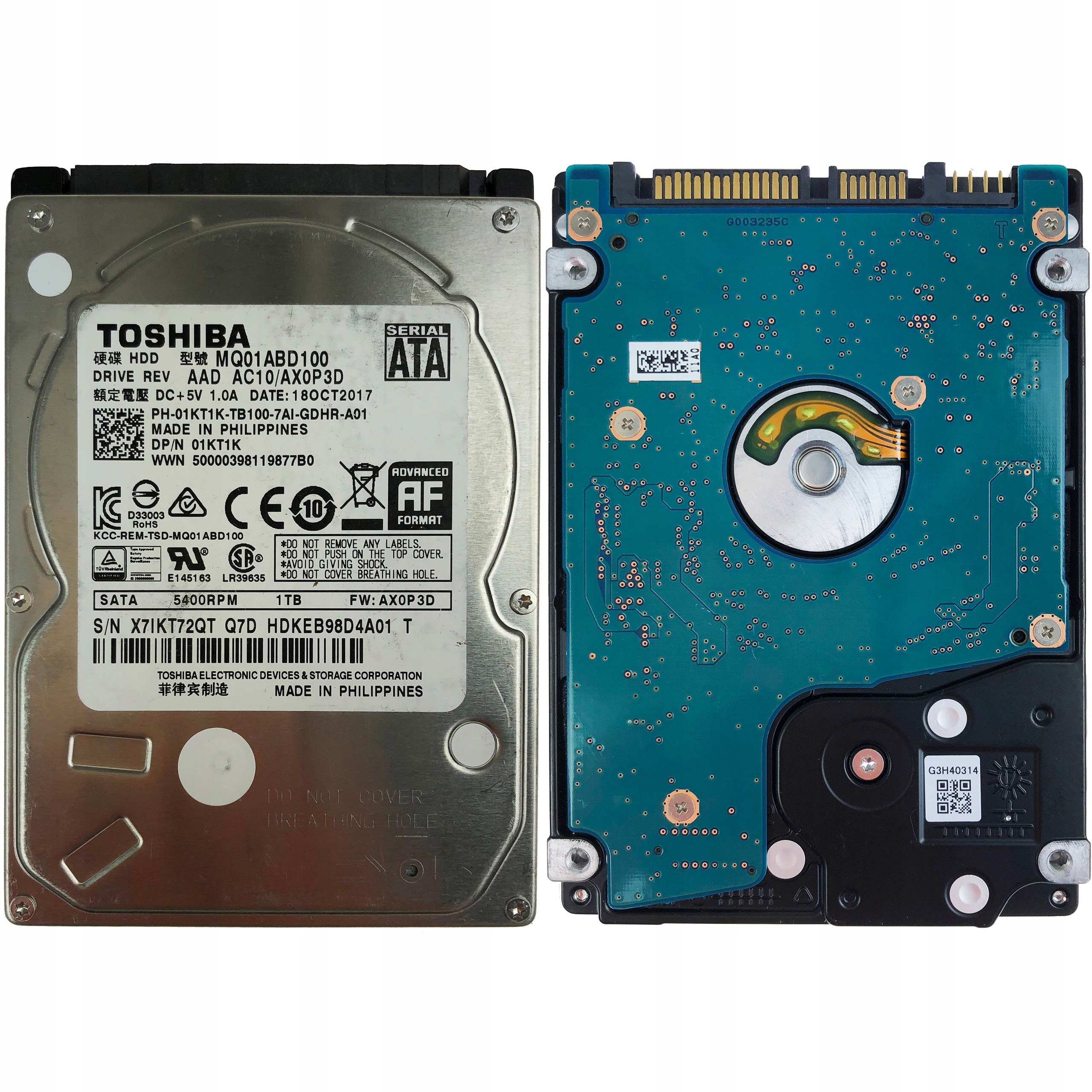 新品 TOSHIBA 1000GB 1TB 2.5 MQ04ABF100　3枚 Amazon.com: TOSHIBA MQ04ABF100 1TB 5400rpm Sata 7mm 2.5-inch