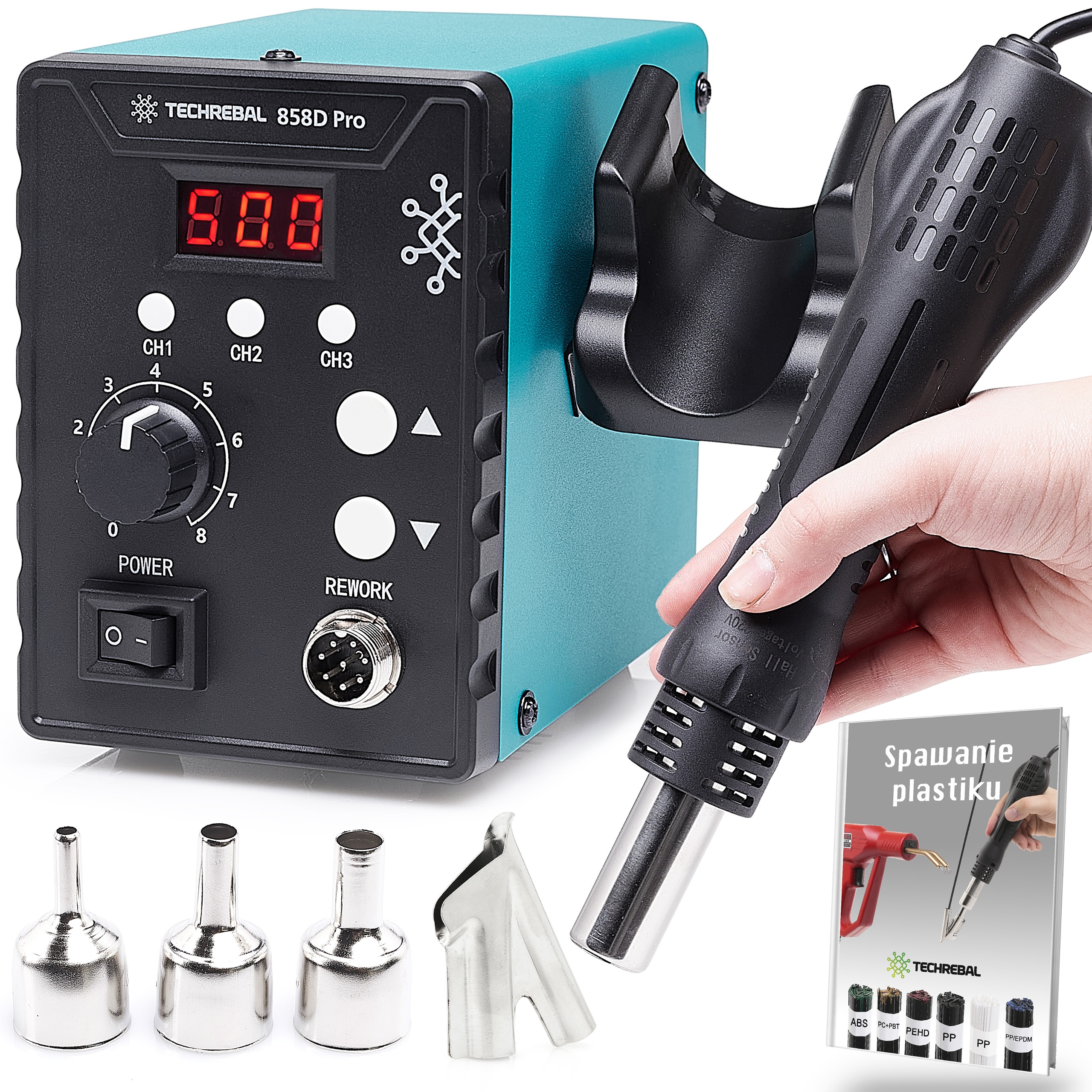 Pájecí Stanice Pro Svařování Plastů Techrebal 858D 700W 4 Trysky Techrebal