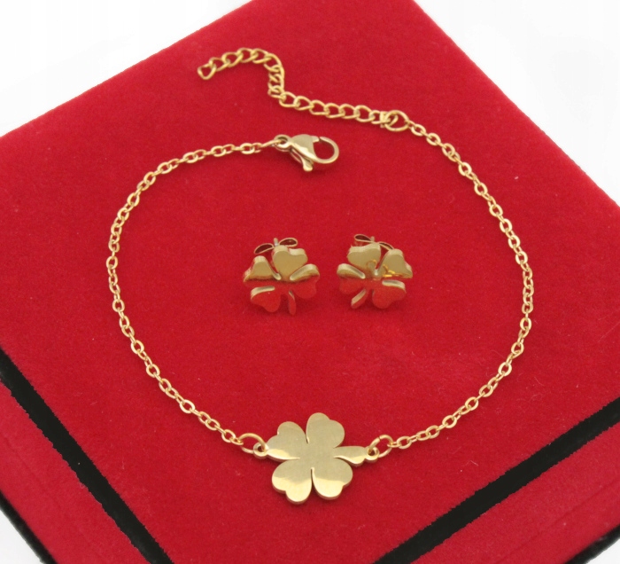 

Komplet Złoty Koniczynki Stal Chirurgiczna