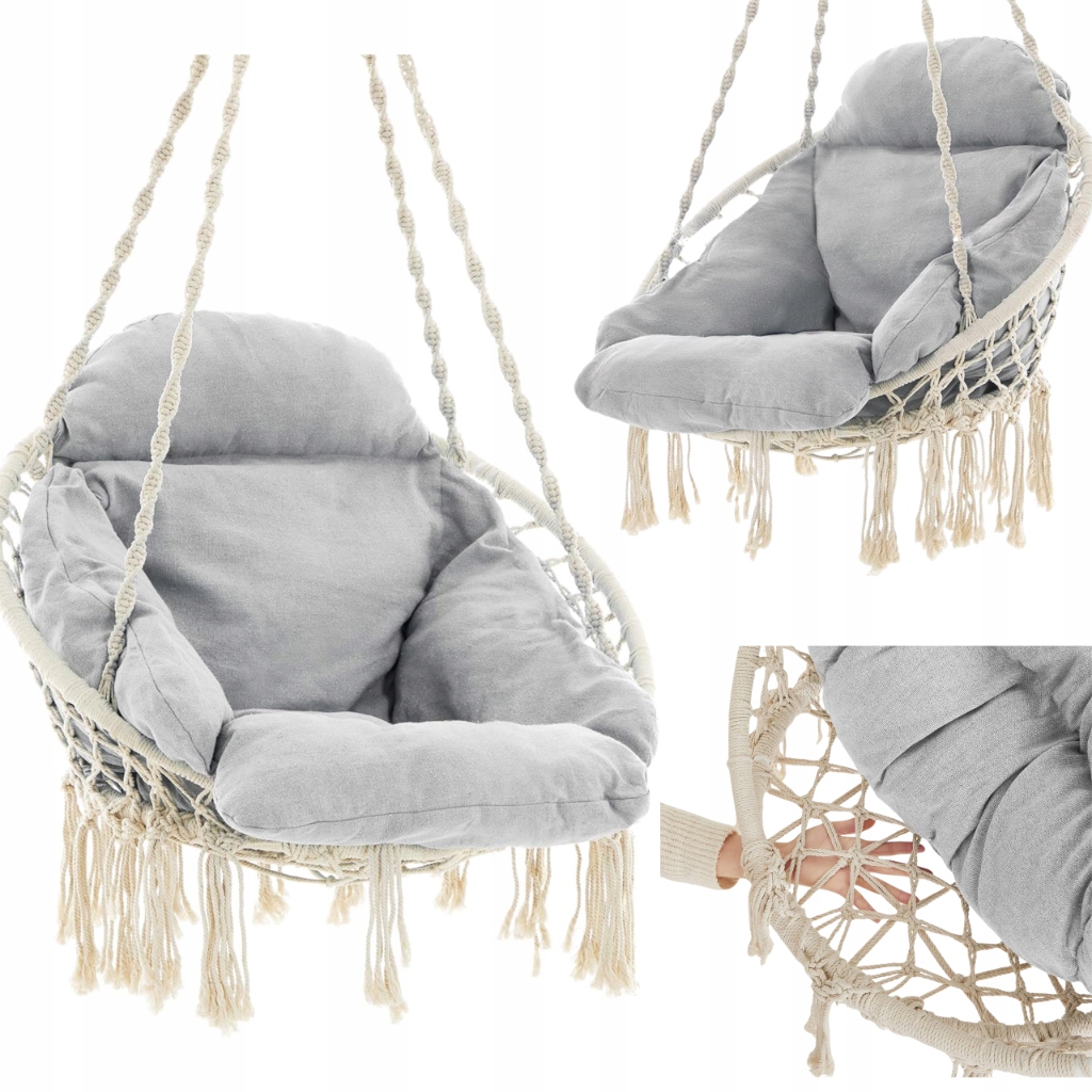 Závěsné křeslo Houpací síť Kokon Boho s polštářem do obývacího pokoje a zahrady